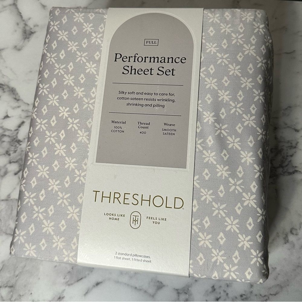 NEW Threshold FULL Performance Sheet Set Neutral Twinkle Stars 400 thread count